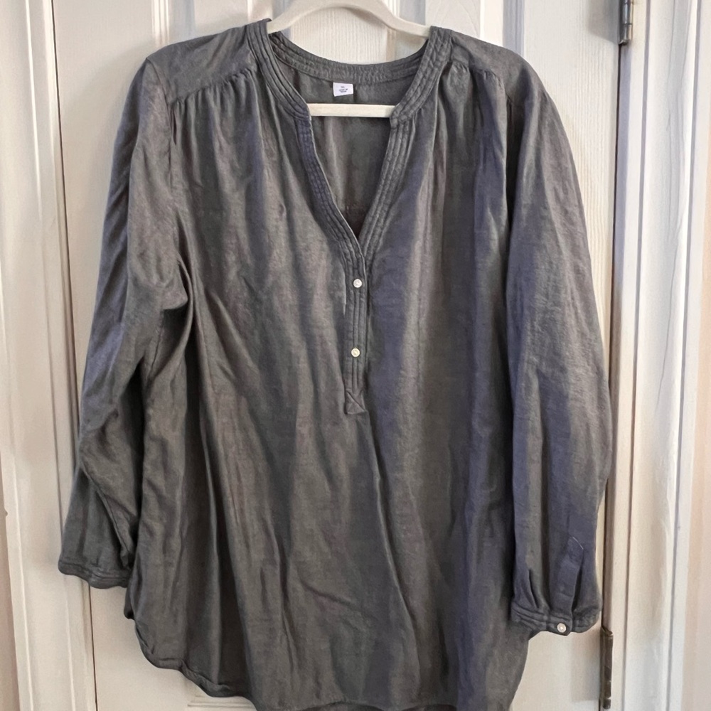 Gray Long Sleeve Blouse